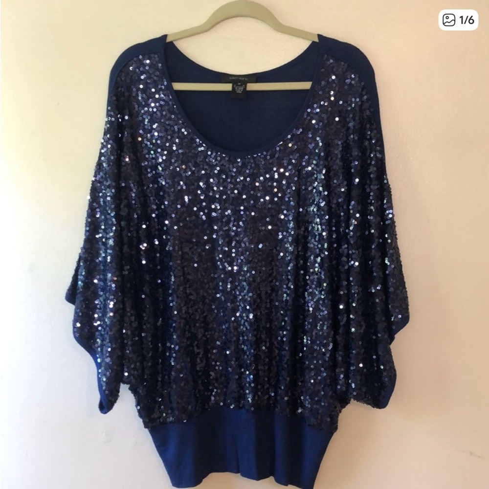 Karen Kane Navy Sequin Top